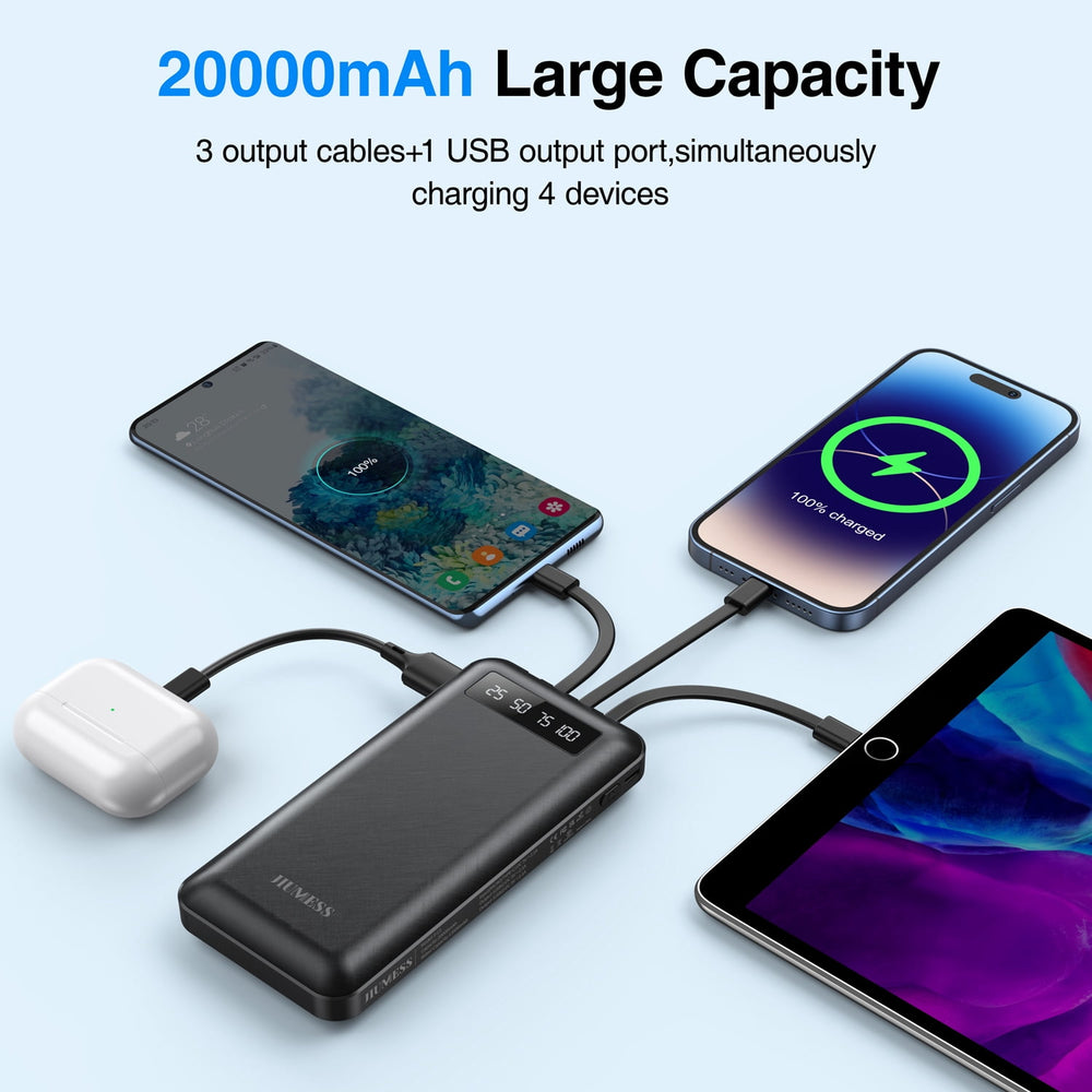 20000Mah Power Bank Portable Charger with Cables Compatible for Iphone, Android Cell Phone — view 2