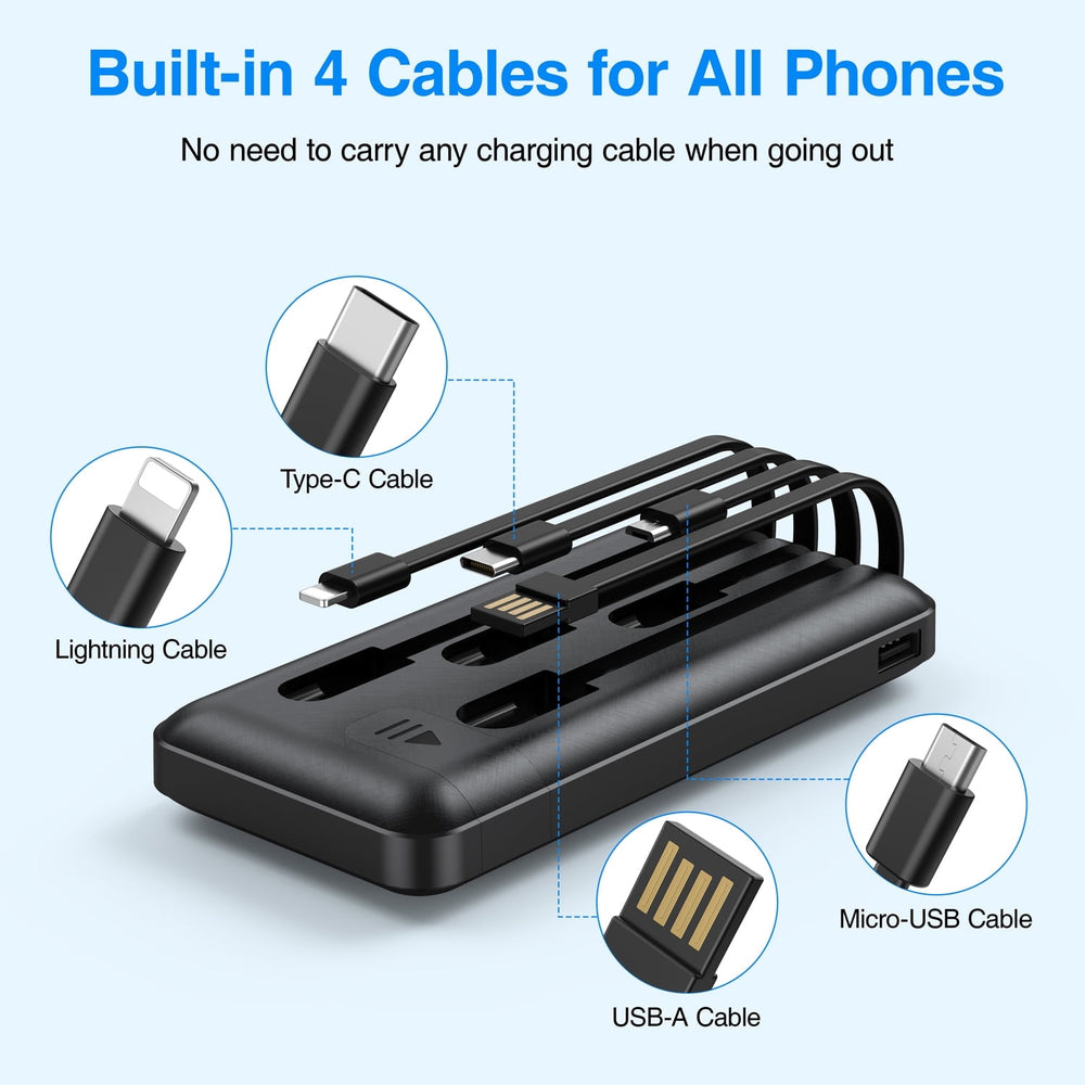 20000Mah Power Bank Portable Charger with Cables Compatible for Iphone, Android Cell Phone — view 3