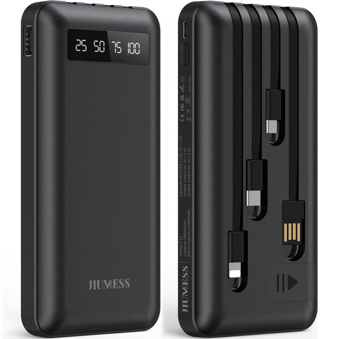 20,000mAh power bank with built-in USB-C, Micro USB and Lightning cables