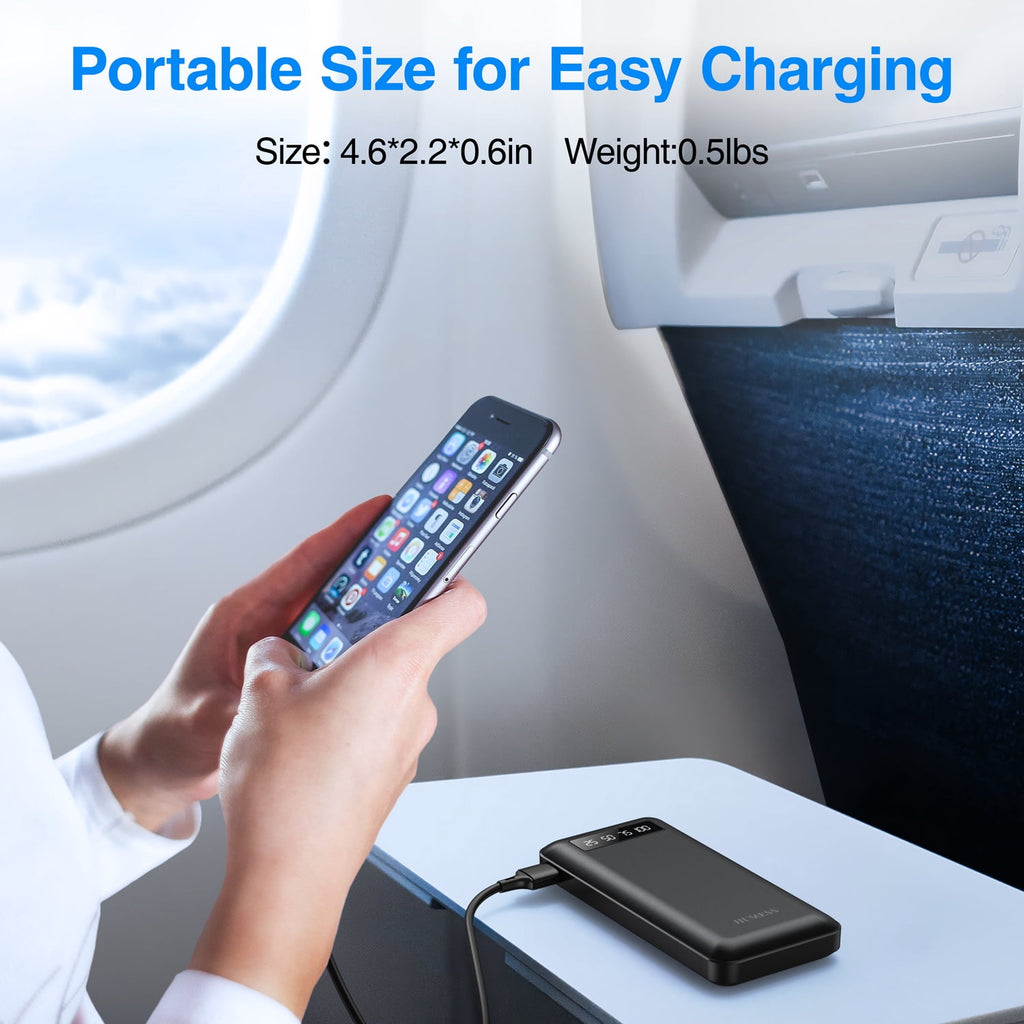 20000Mah Power Bank Portable Charger with Cables Compatible for Iphone, Android Cell Phone